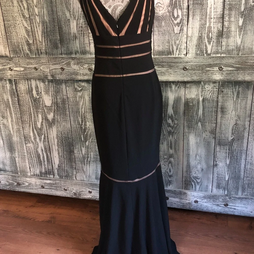 Black Cutout Cache Mermaid Gown Dress Sz 8 NWOT